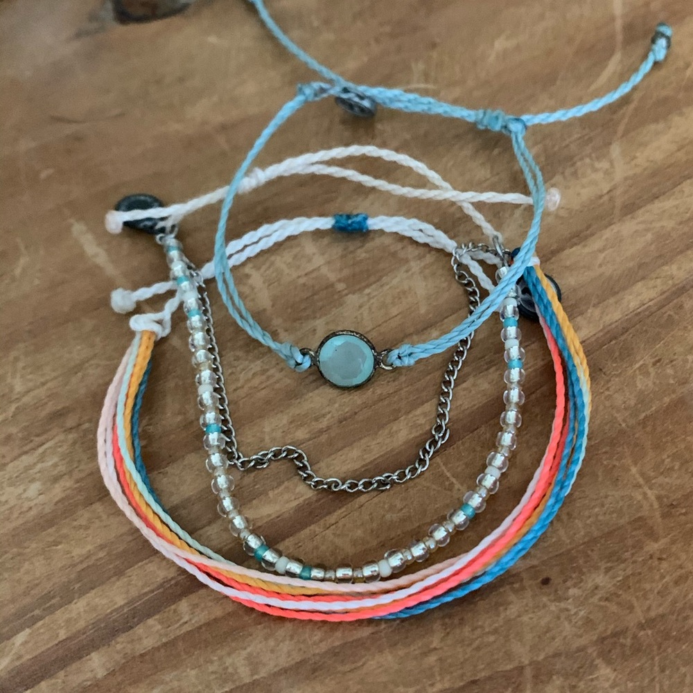 Pura Vida three bracelet set in blues and multicolor